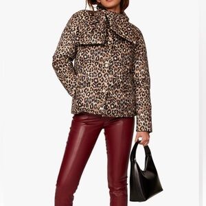 Goose down Leopard Central Reversible Jacket, xs kate spade New York